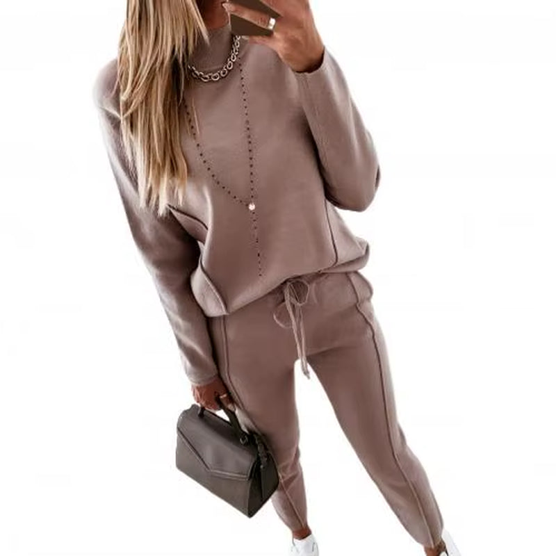 Women'S Tracksuit Two Pieces Autumn Fashion Solid Casual Long Sleeve Pullover Outfits High Waist Bandage Pants Oversized Hoodies
