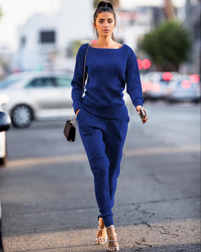 Tracksuit for Women Two Piece Set Knitted Sweater Long Sleeve Pants 2 Piece Set for Women Two Pieces Sets Women'S Suits