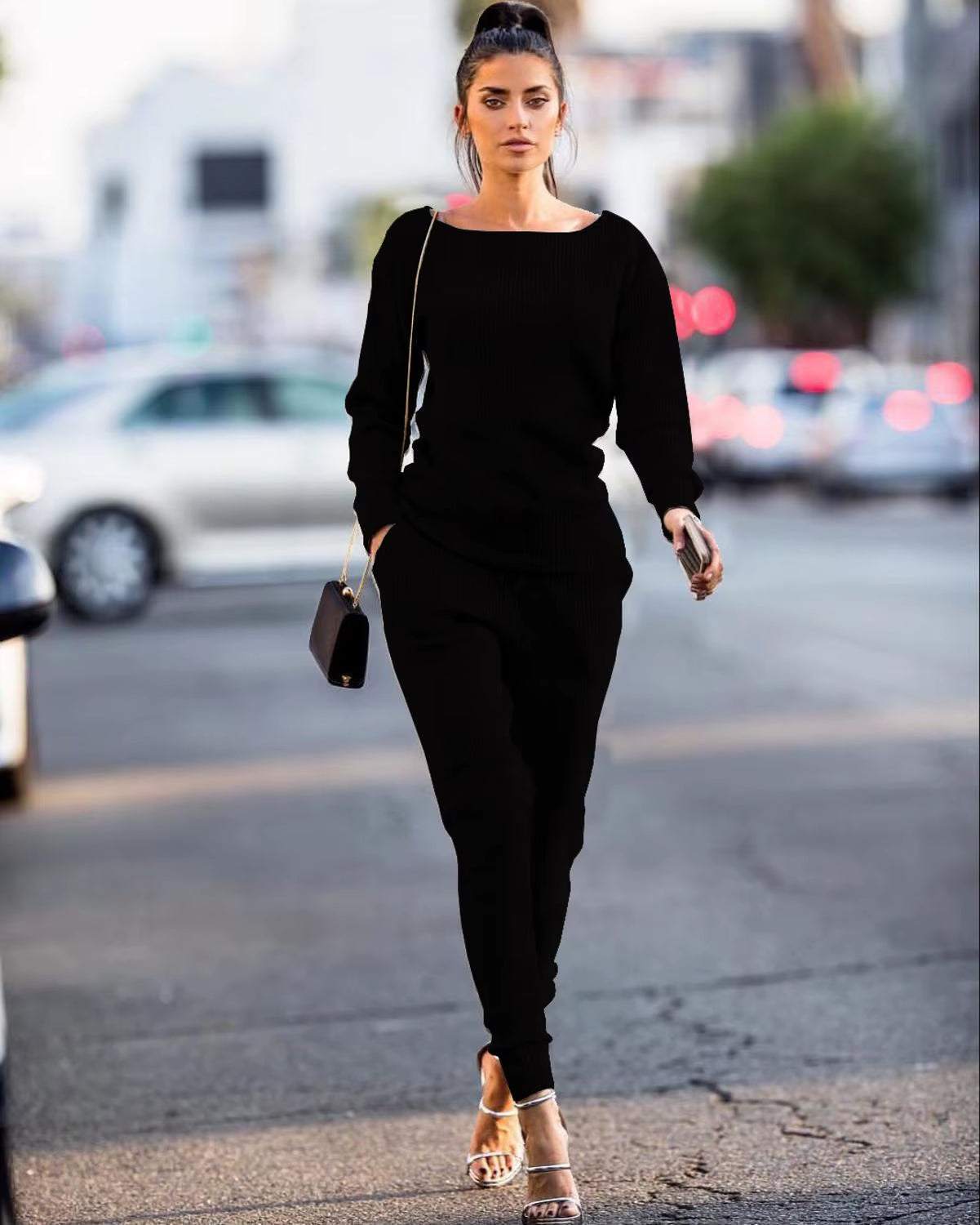 Tracksuit for Women Two Piece Set Knitted Sweater Long Sleeve Pants 2 Piece Set for Women Two Pieces Sets Women'S Suits