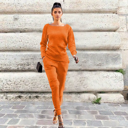 Tracksuit for Women Two Piece Set Knitted Sweater Long Sleeve Pants 2 Piece Set for Women Two Pieces Sets Women'S Suits